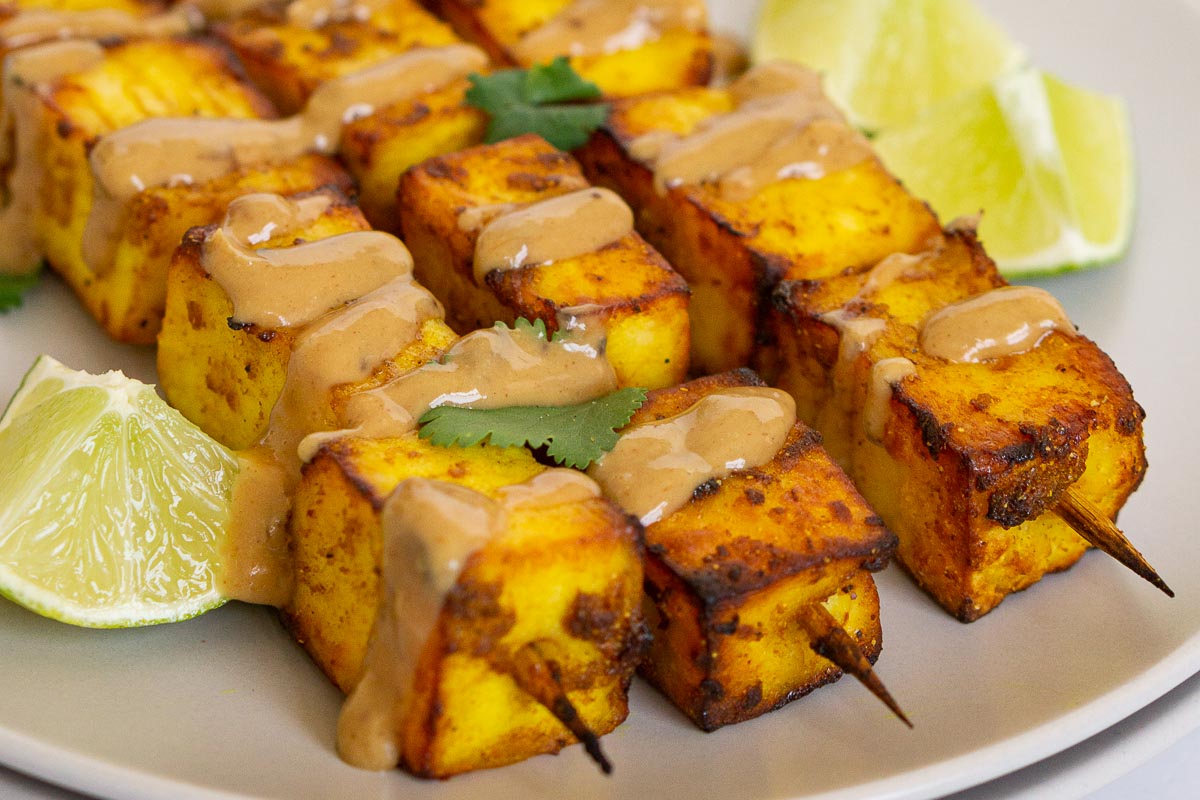 Paneer Satay (Air Fryer, Baked, and Grill Instructions)