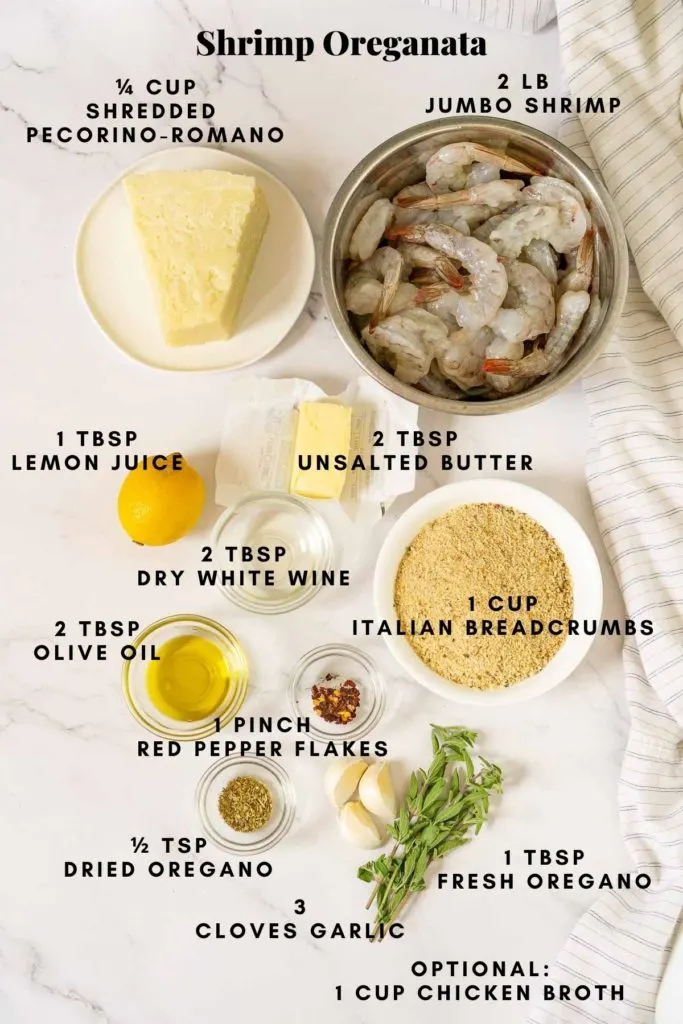 Ingredients to make shrimp oreganata.