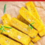 Pinterest image with text: air fryer polenta fries