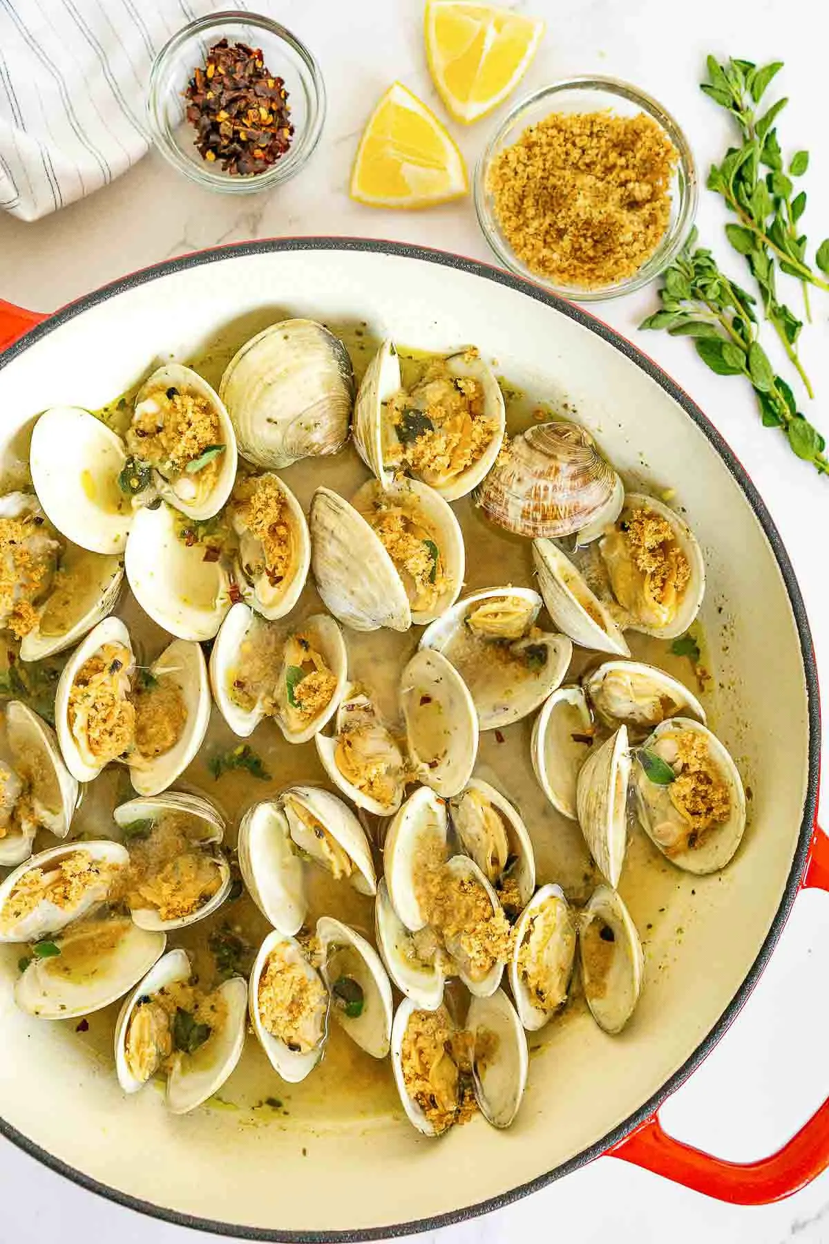 Pan of clams oreganata