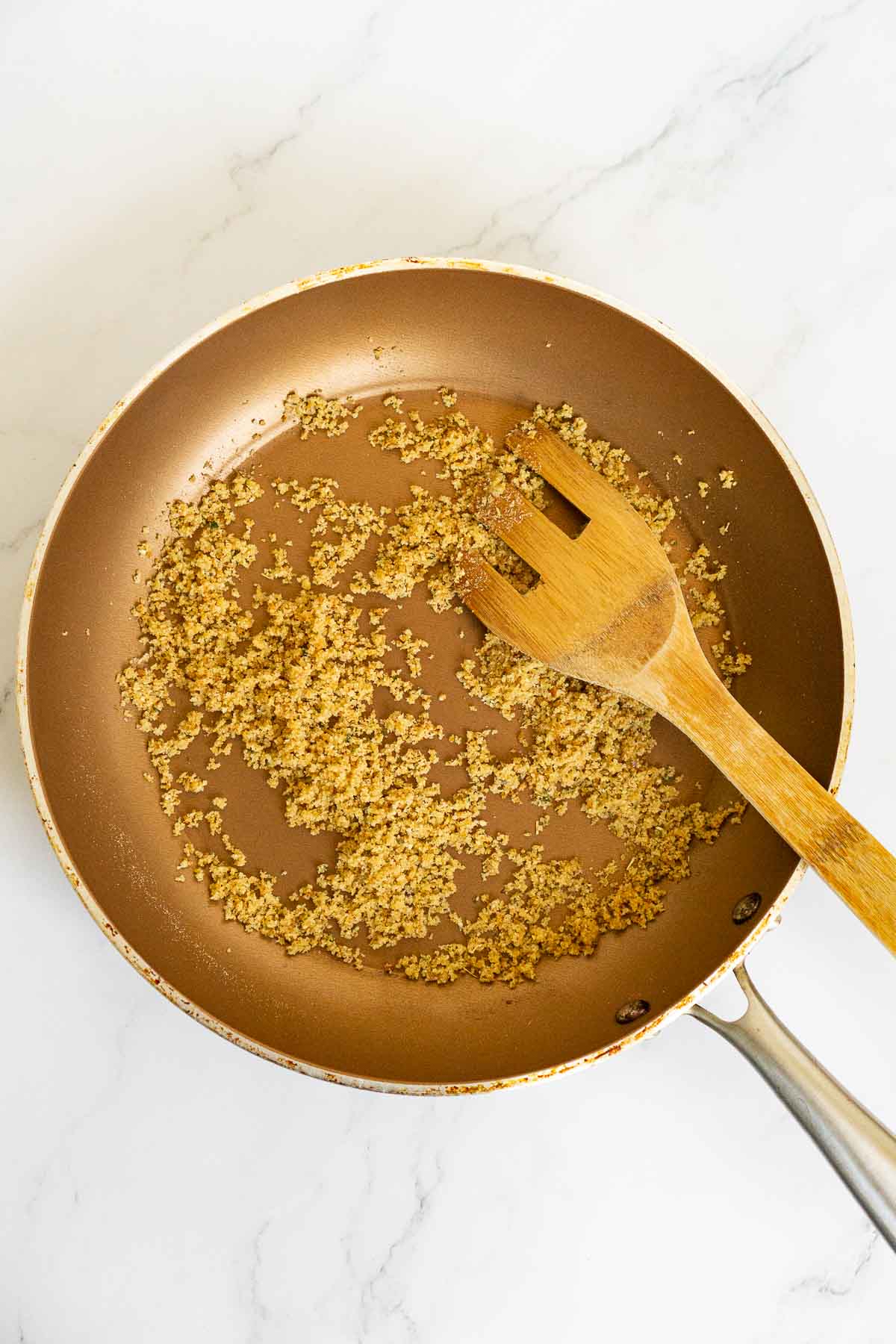 Pan of toasted breadcrumbs