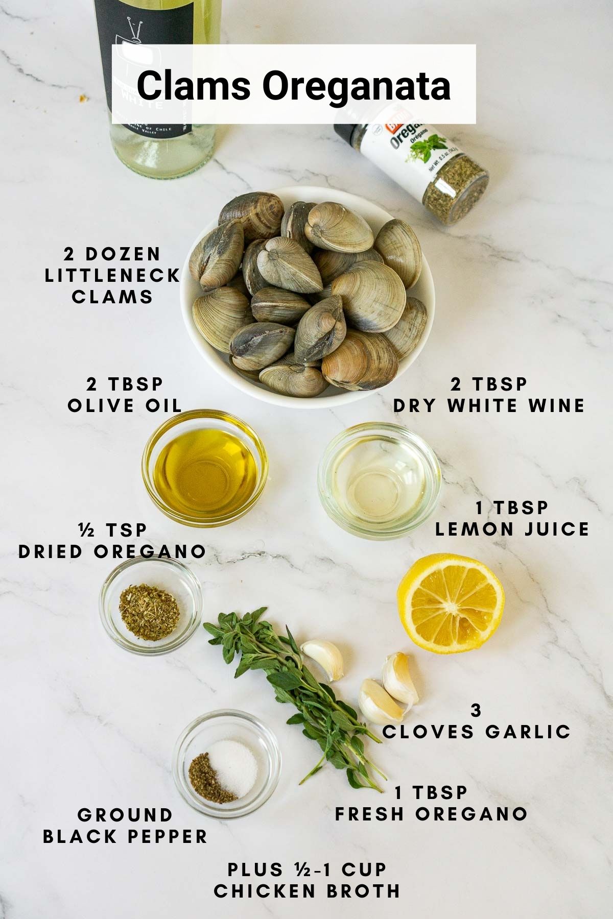 Ingredients for clams oreganata