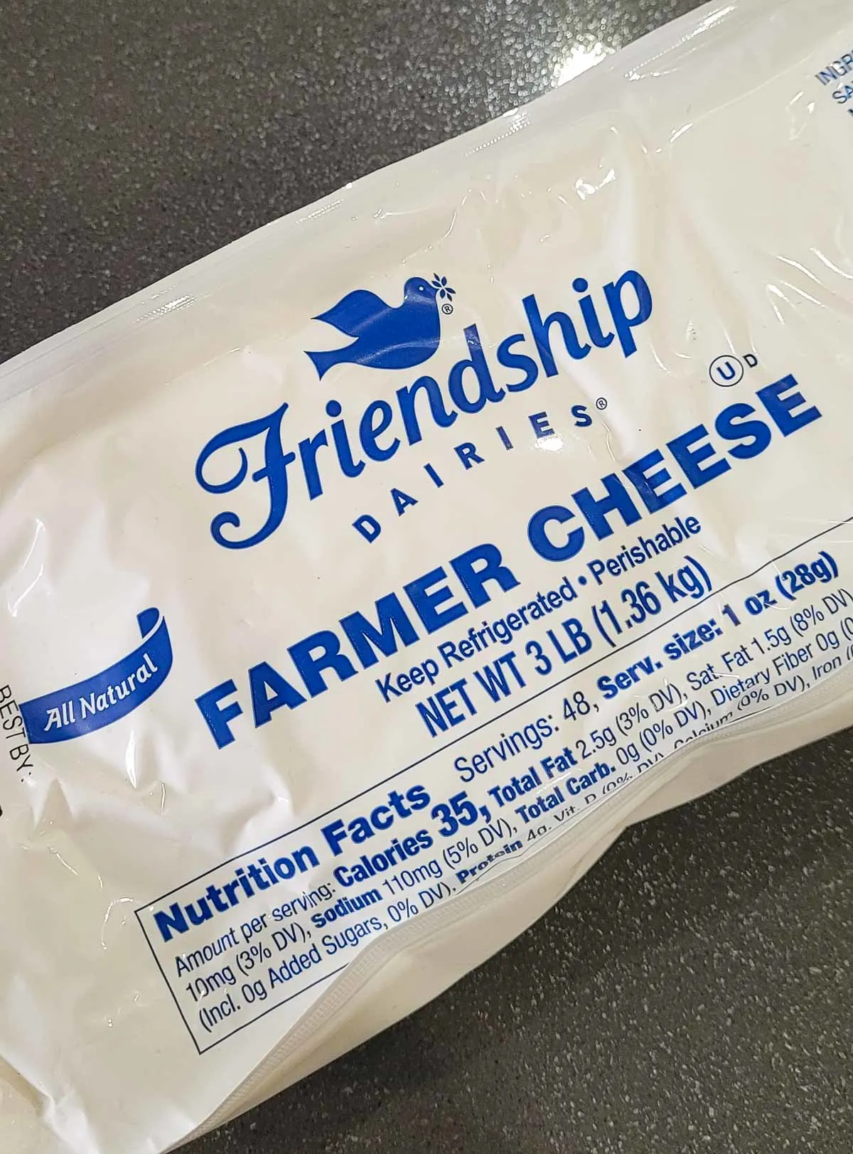 Package of farmer's cheese