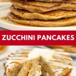 Pinterest image with text: Zucchini pancakes