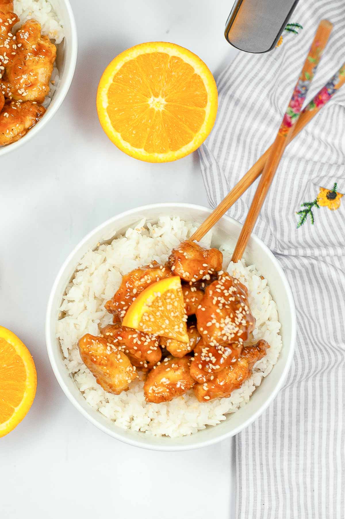Bowl of orange chicken copycat recipe