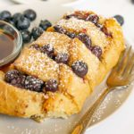 Close up of Hasselback French Toast on a plate