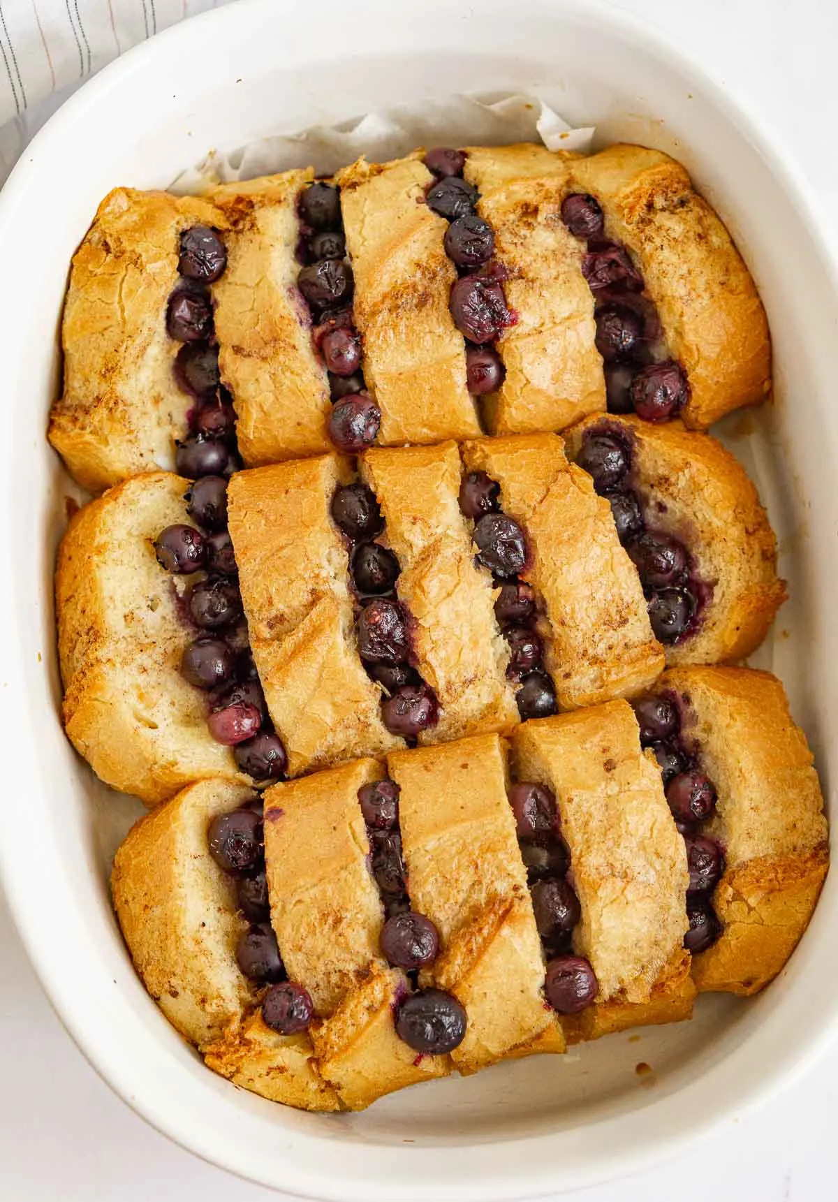 Baked Hasselback baguette French toast