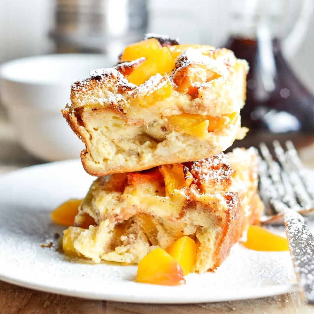 peach French toast bake summer breakfast oven make-ahead easy crowd