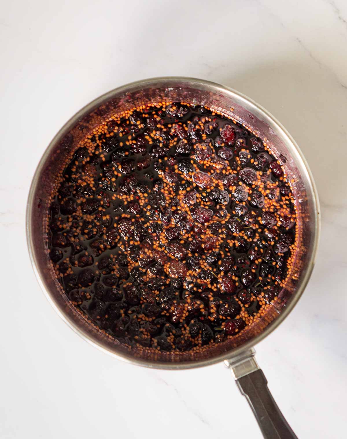 Pot of mulberry compote