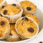 Bowl of mulberry muffins