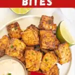 Pinterest image with text: Air fryer salmon bites
