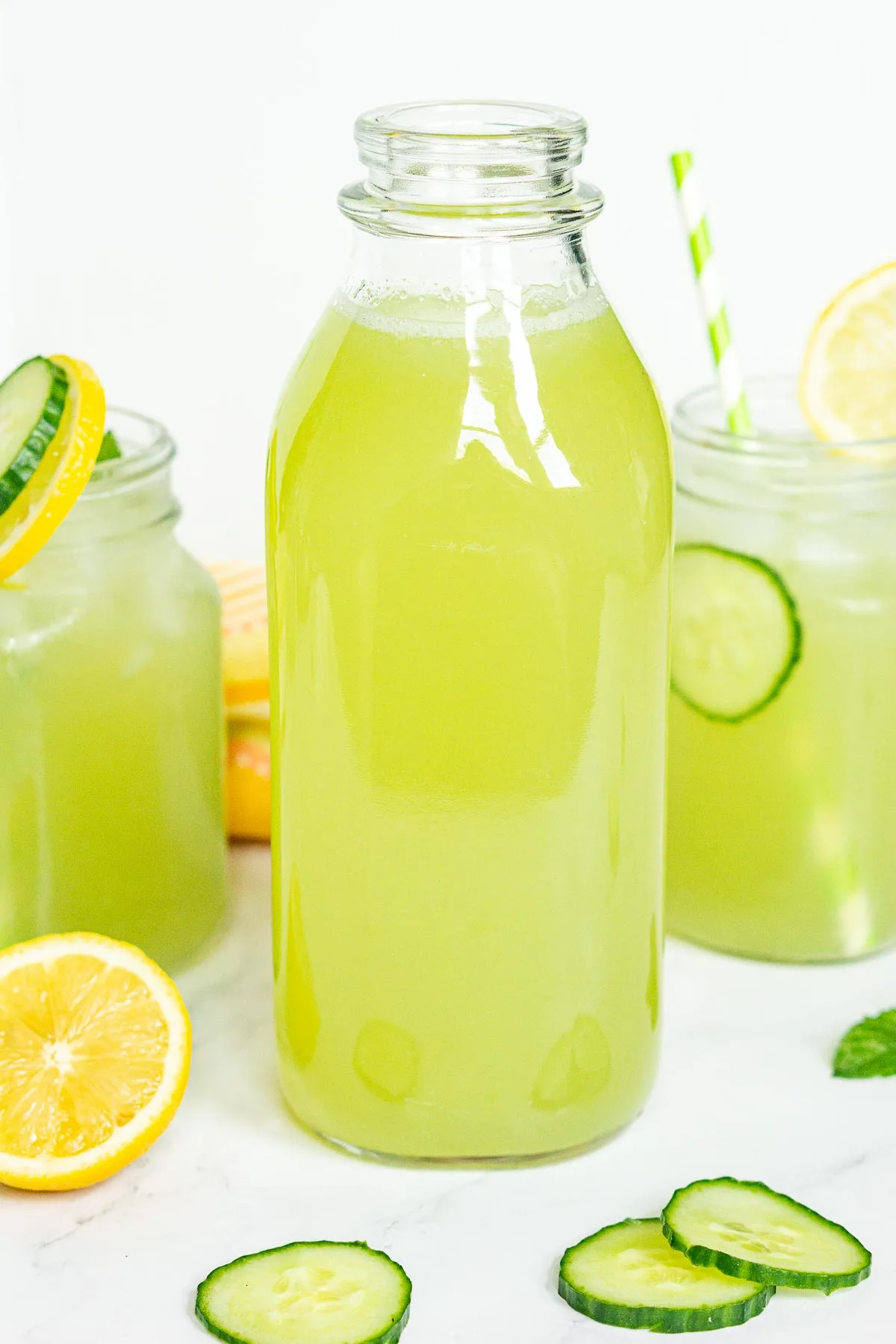 Large container of cucumber lemonade