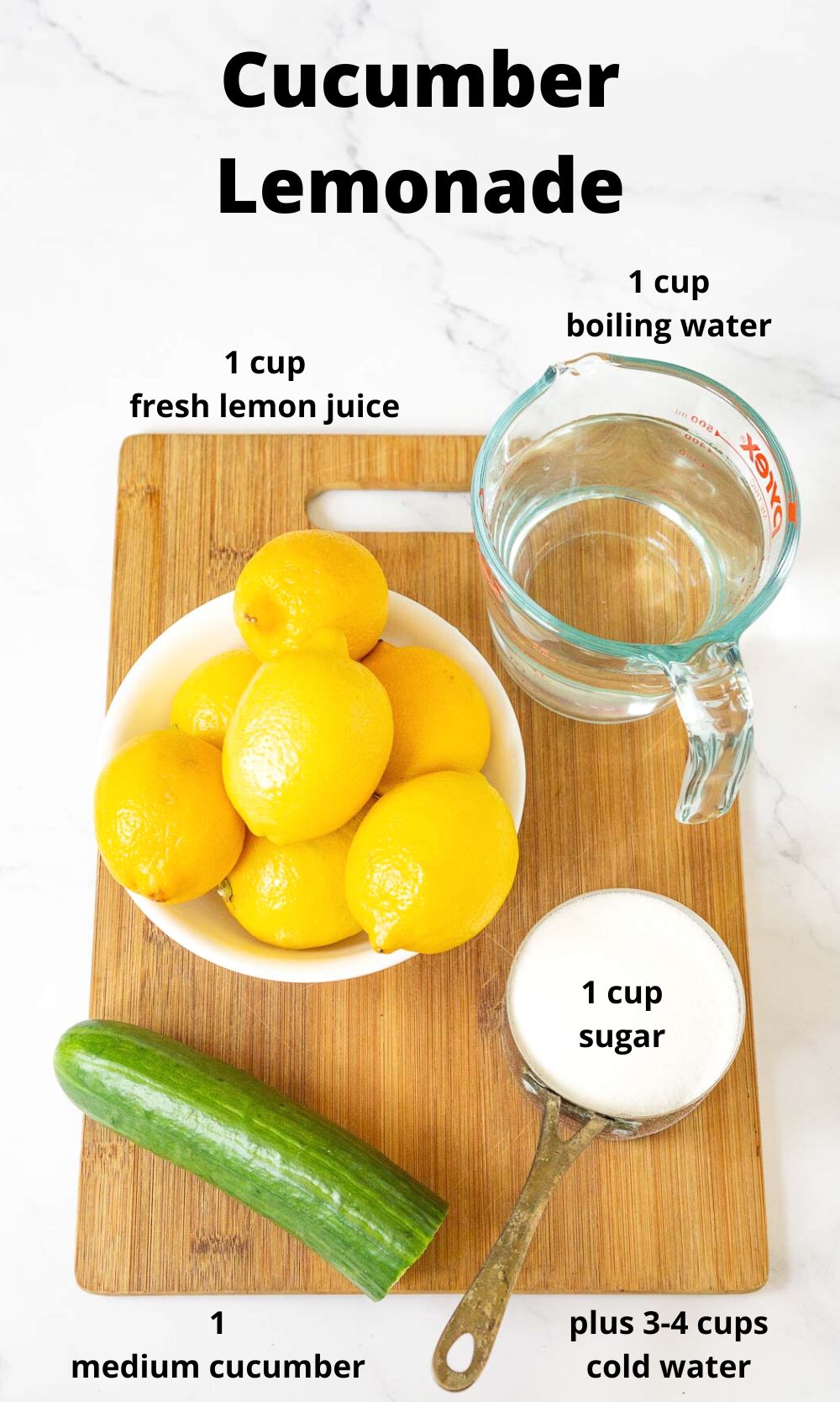 Ingredients to make cucumber lemonade