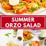 Pinterest image with text: Summer Orzo Salad