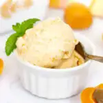 Apricot ice cream in a bowl