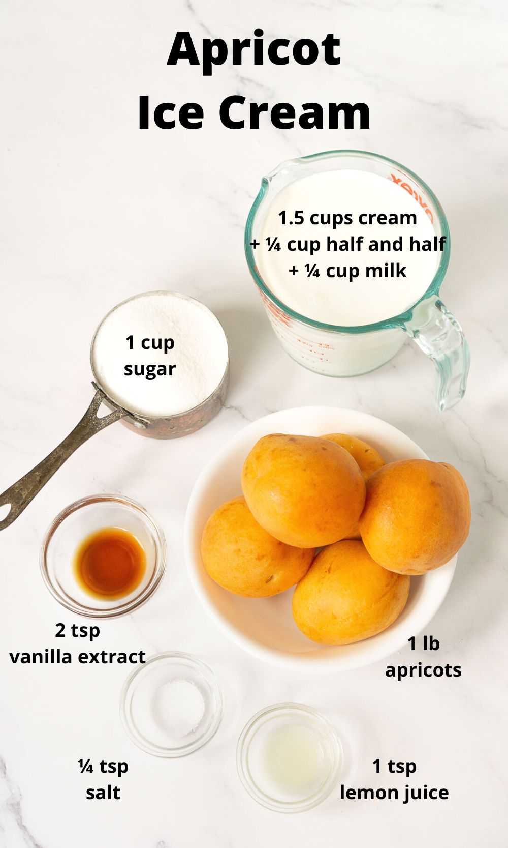 Ingredients for apricot ice cream