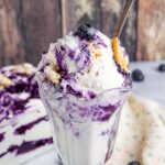 Scoop of blueberry cheesecake ice cream