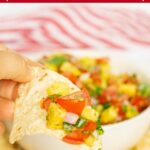 Pinterest image with text: pineapple pico de gallo (use fresh or canned pineapple)