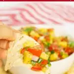 Pinterest image with text: pineapple pico de gallo (use fresh or canned pineapple)