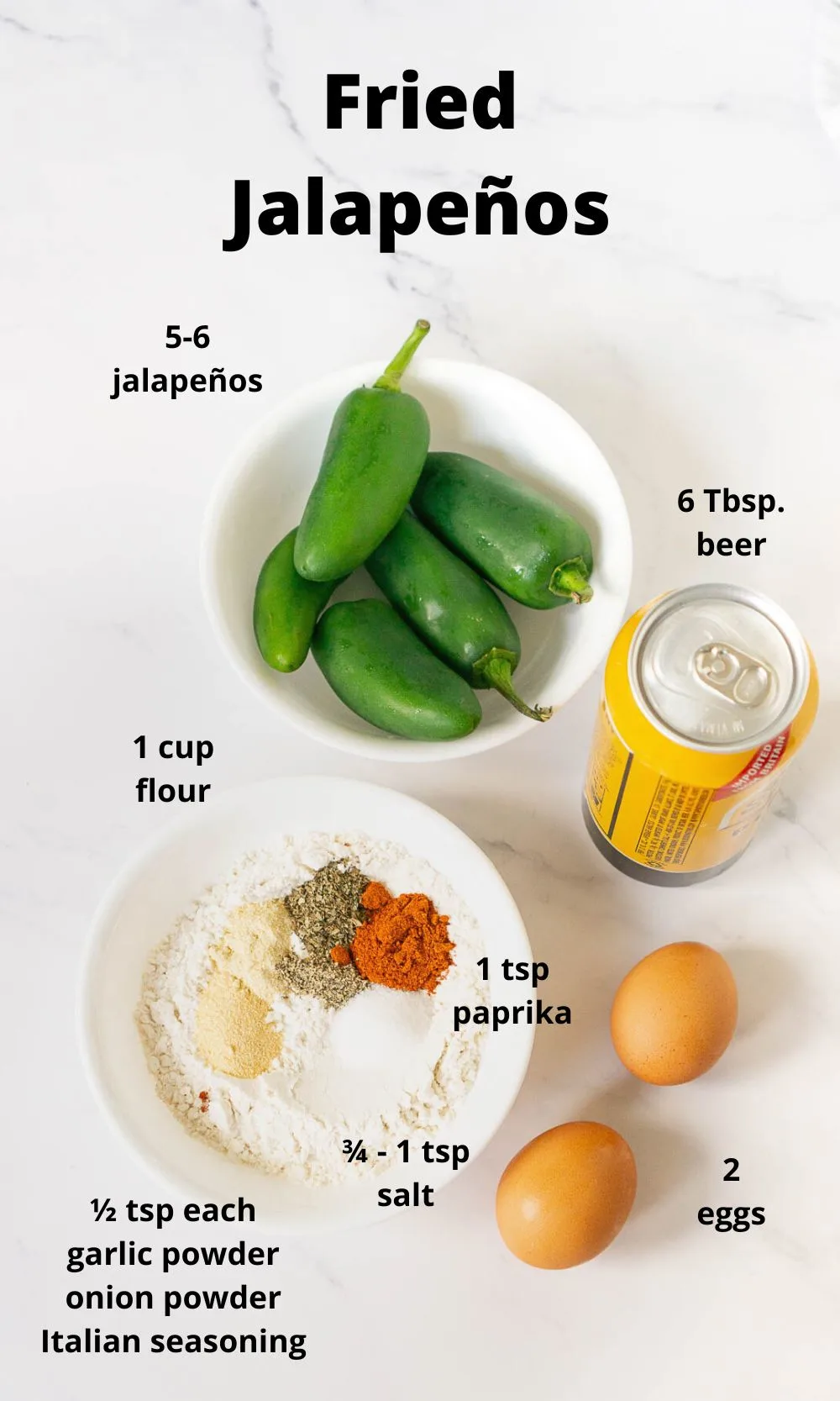 Ingredients to make fried jalapeños