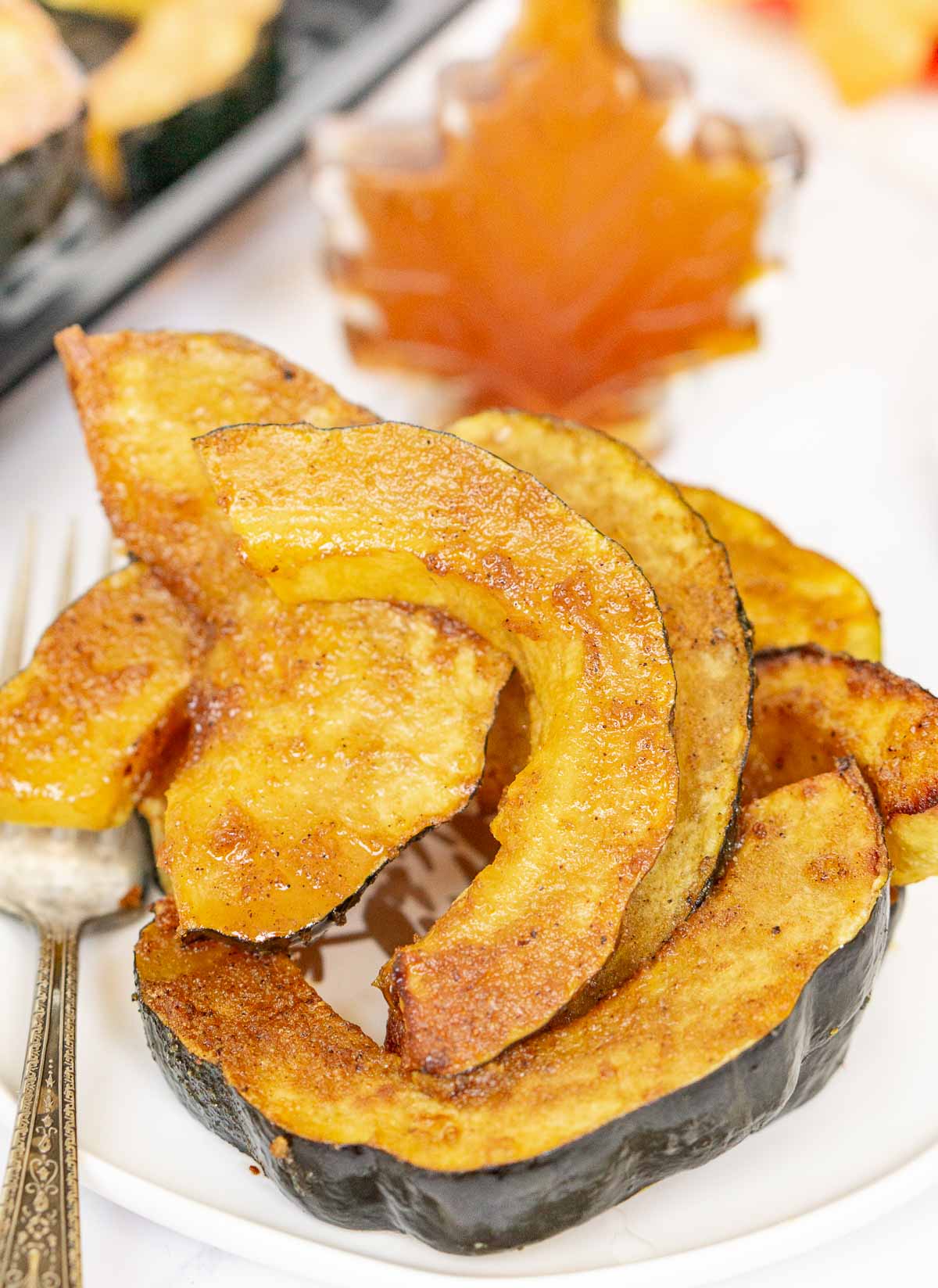 Slices of air fried acorn squash on a plate