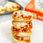 Stack of Air Fryer Bagel Bites on a plate