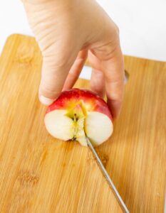 How to core an apple half to make baked apples