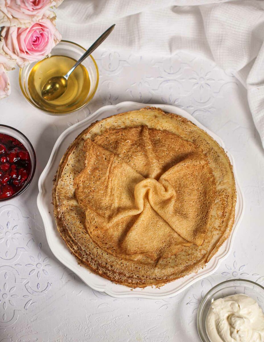 Buttermilk Crepes (Ukrainian Blini) Babaganosh