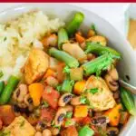 Pinterest image with text: healthy black-eyed peas dinner bowls