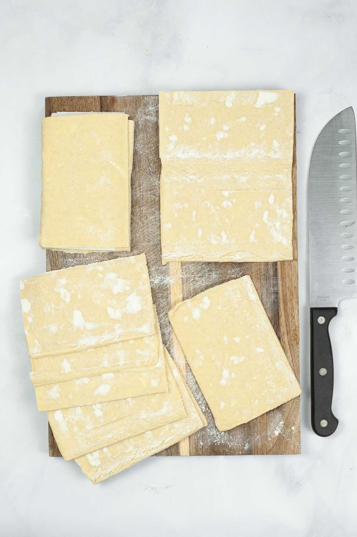 Puff pastry cut into rectangles