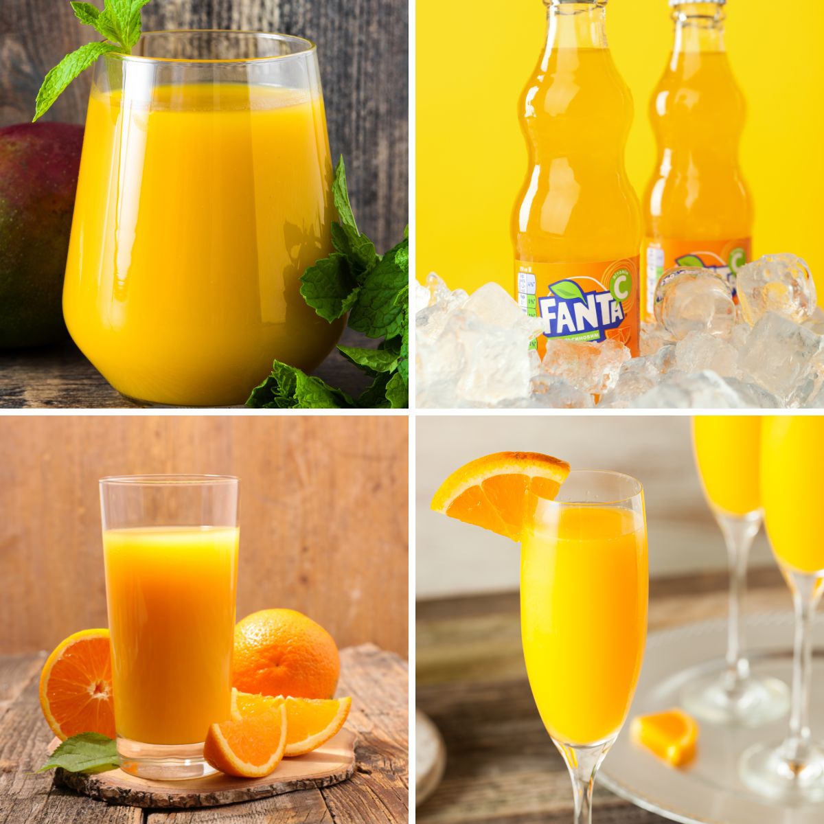 Collage of 4 orange drinks