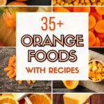 Pinterest image with text: 35 orange foods with recipes
