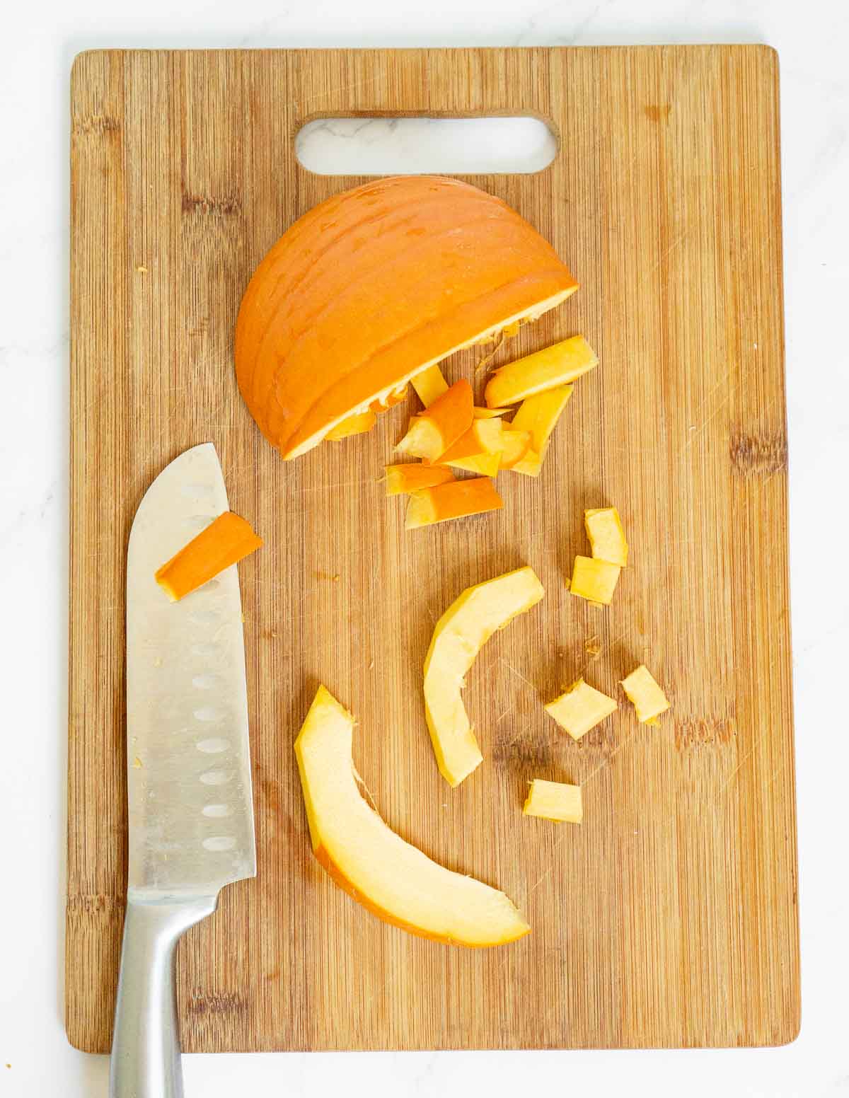 How to dice pumpkin for a frittata