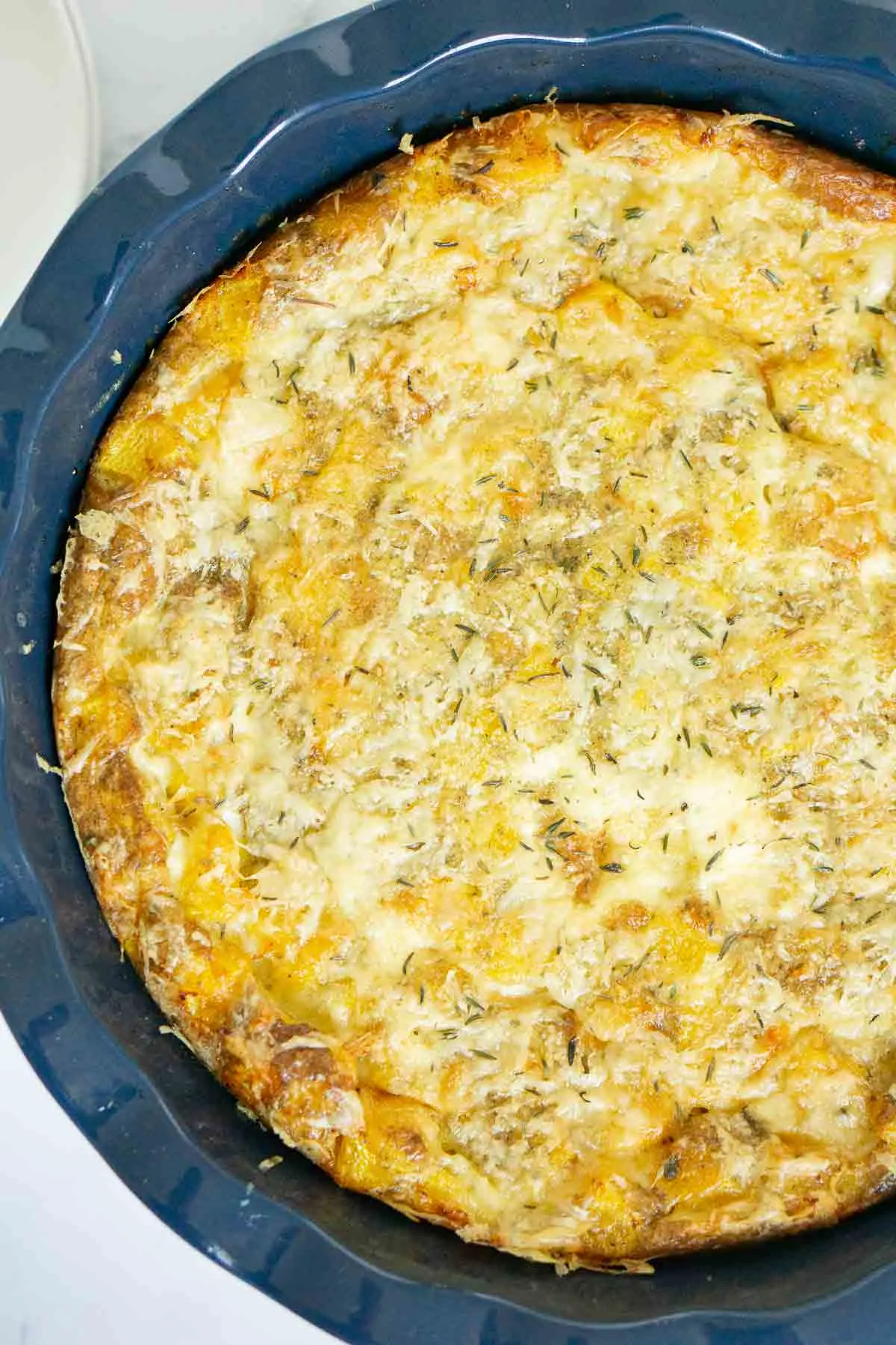 Baked frittata in a pie dish
