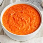 Bowl of roasted red pepper dip