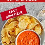 Image with text: blender roasted pepper dip and spread - easy appetizer