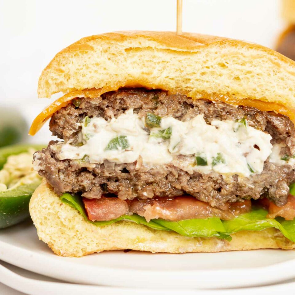 Juicy Jalapeño Popper Burgers Babaganosh
