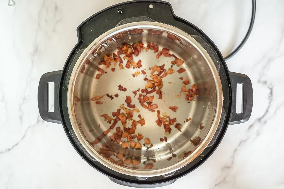 Instant Pot with cooked bacon bits
