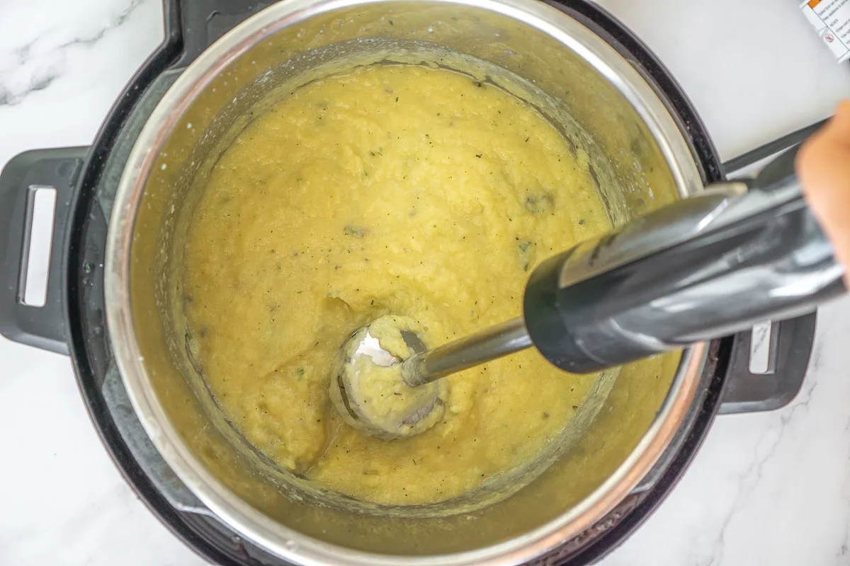 Pureeing parsnips in an Instant Pot to make soup