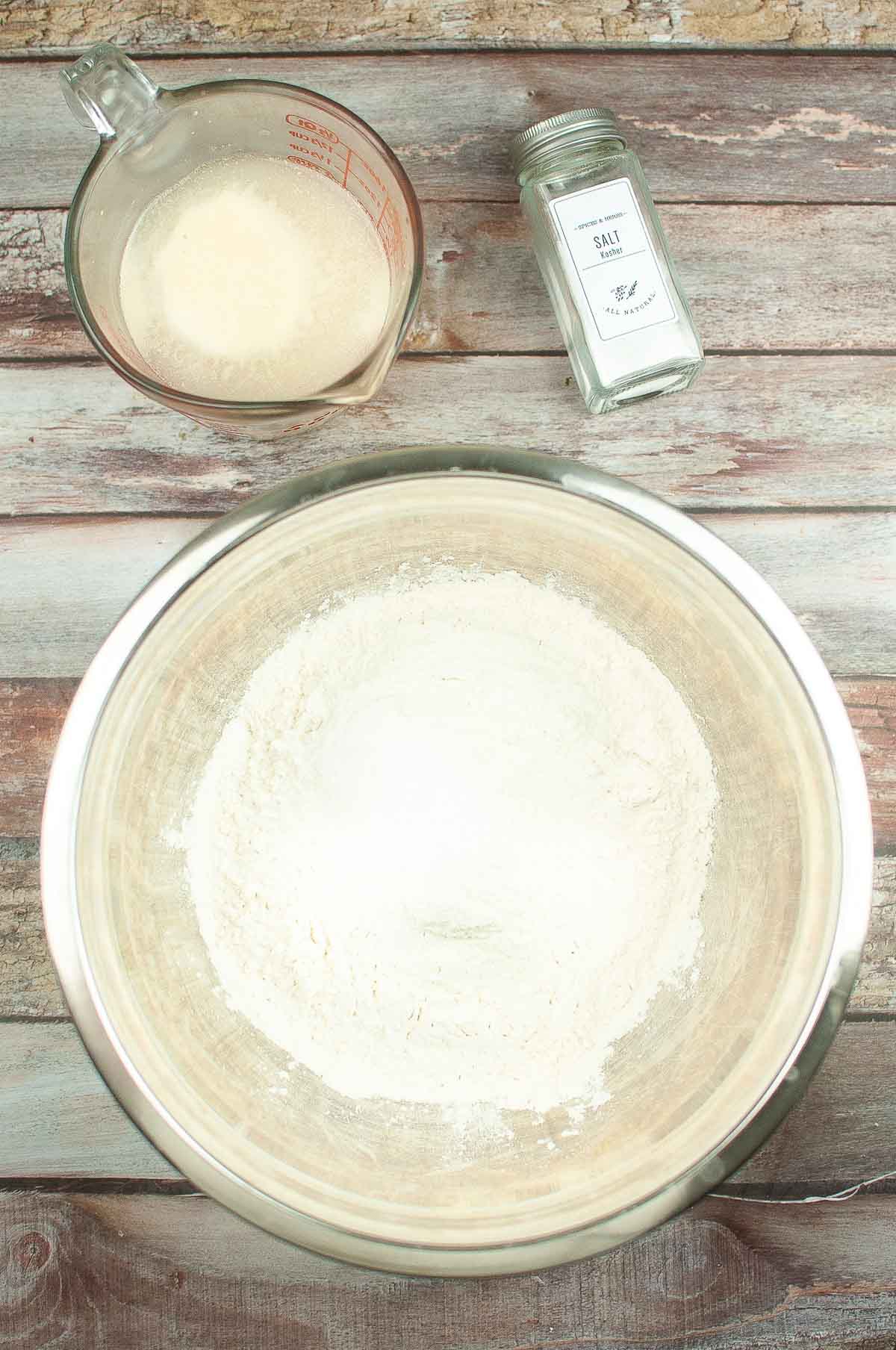 Bowl of flour with salt