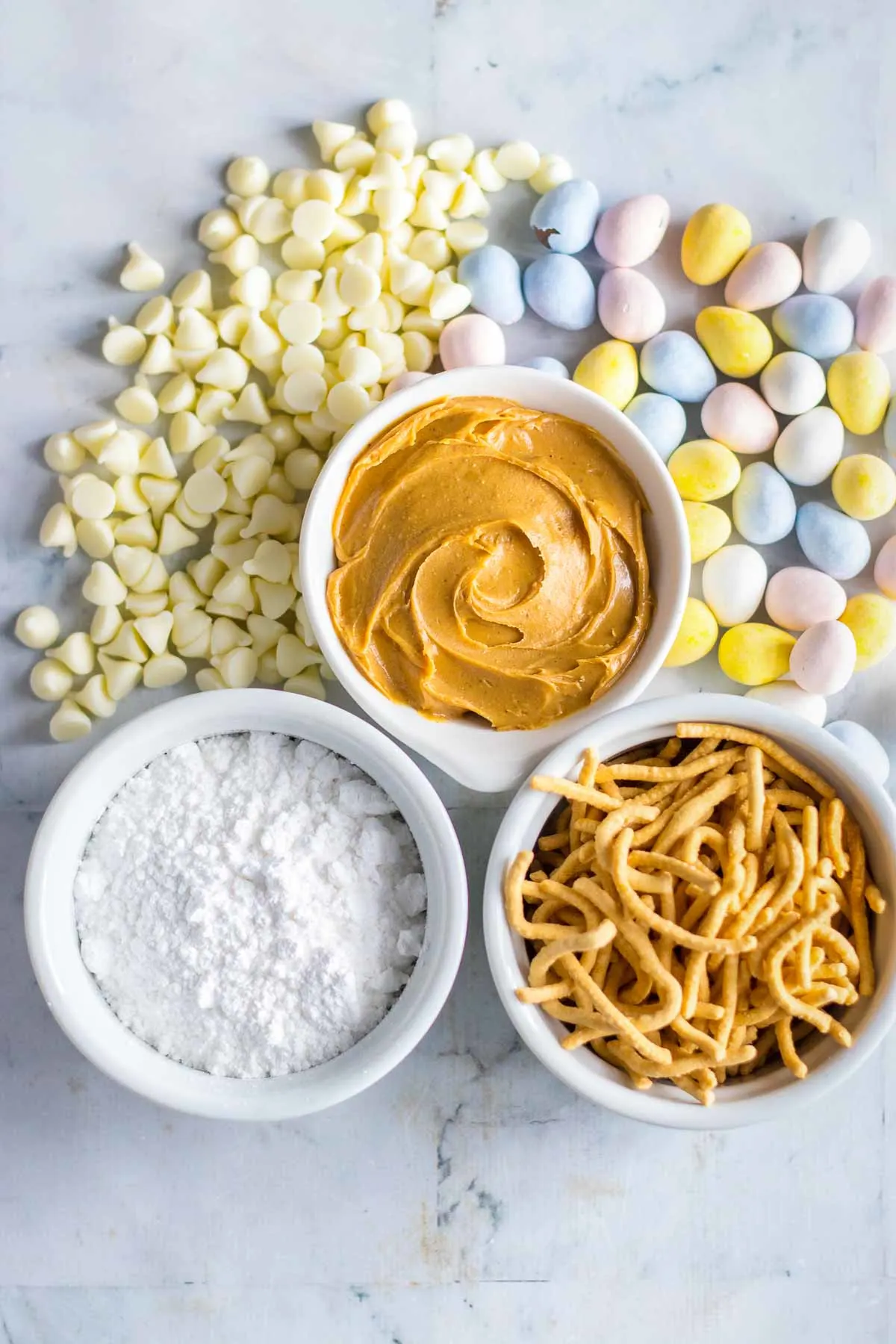 Ingredients to make Easter egg nests