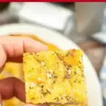 Image with text: Small batch air fryer focaccia