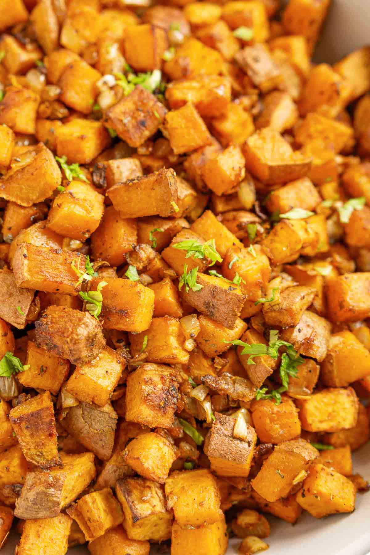 Close up picture of sweet potato home fries