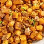 Close up of sweet potato home fries