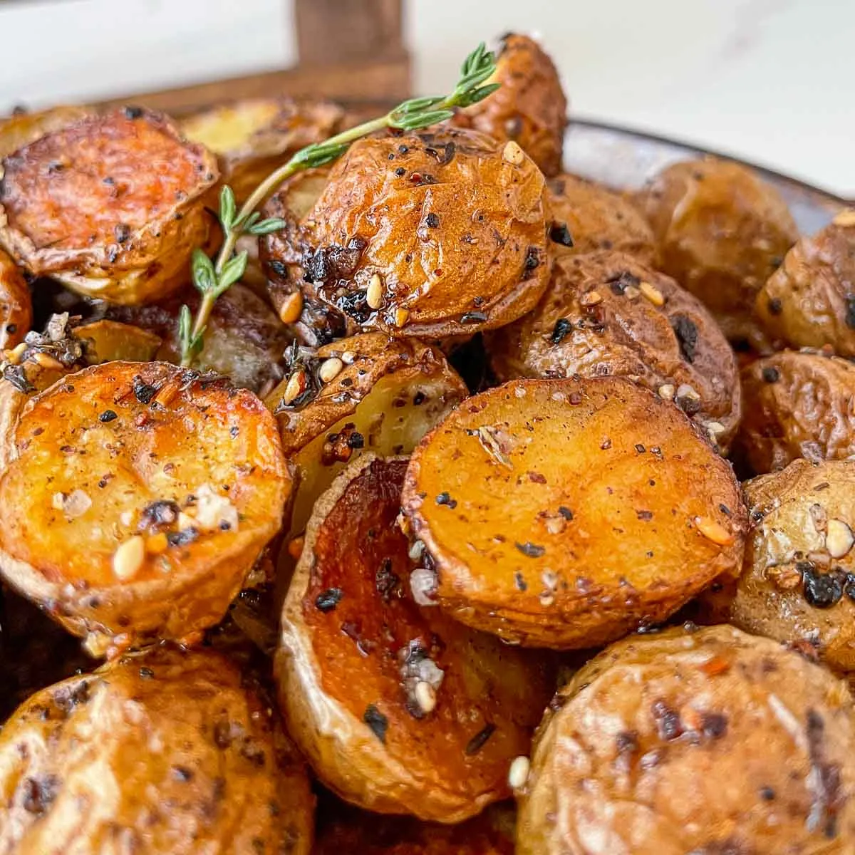 Close up of za'atar roasted potatoes