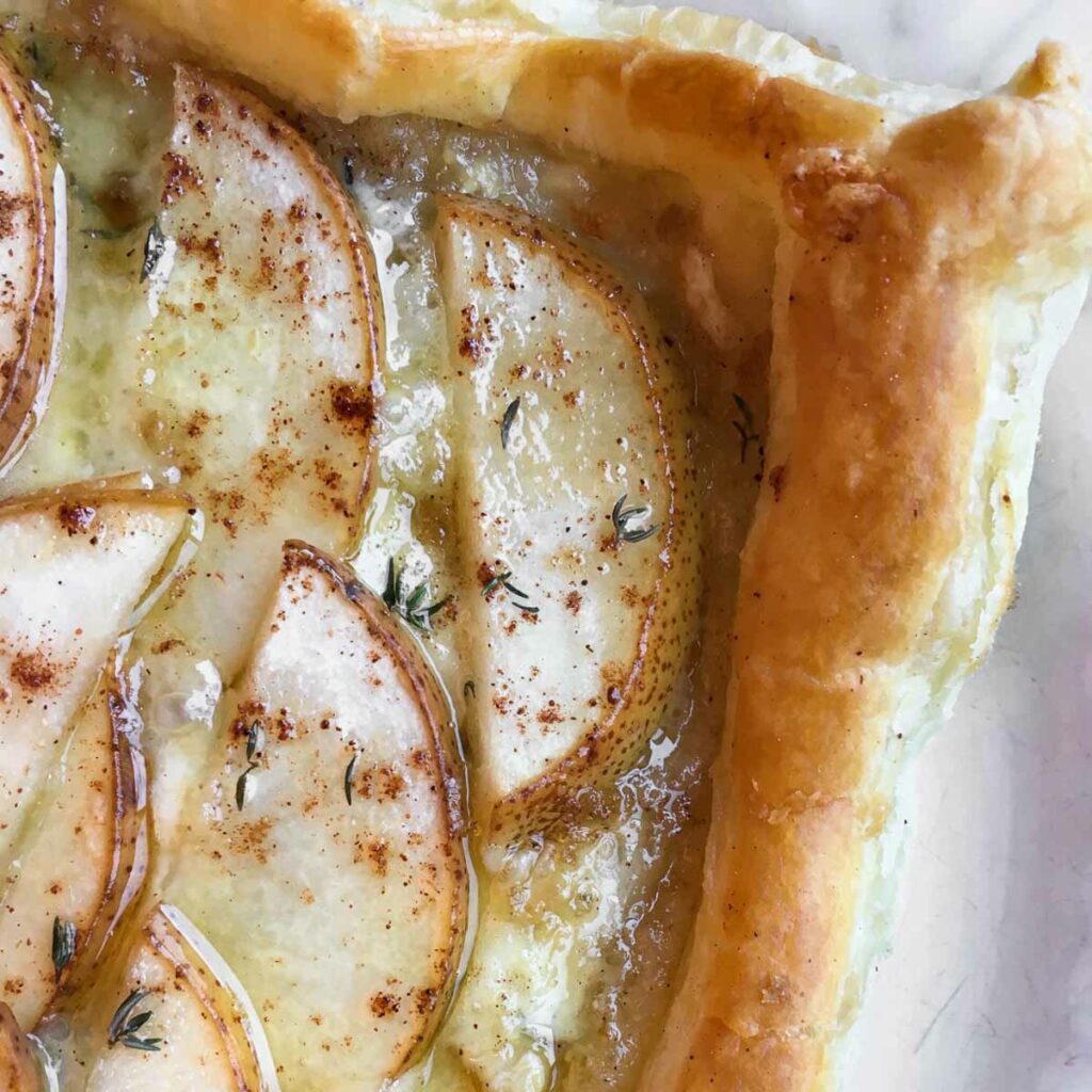 Brie and Pear Puff Pastry Appetizer Babaganosh
