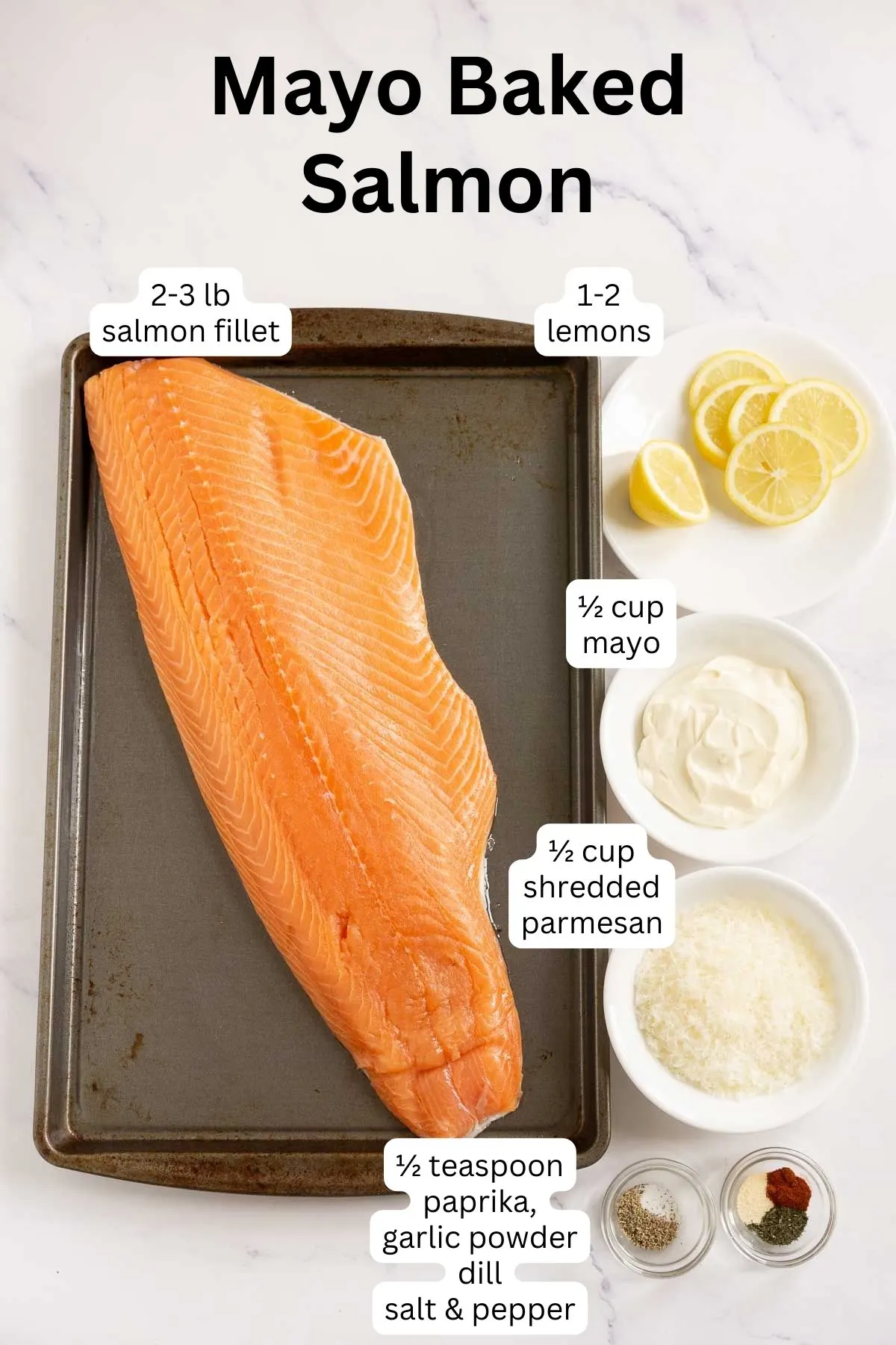 Ingredients to make mayo crusted salmon
