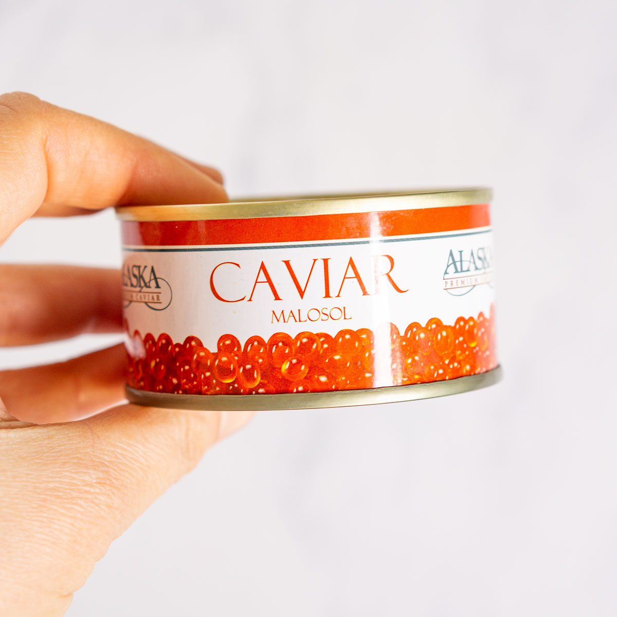 Can of salmon roe caviar