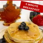 Image with text: Gluten-free protein pancakes for one - 5 minute breakfast