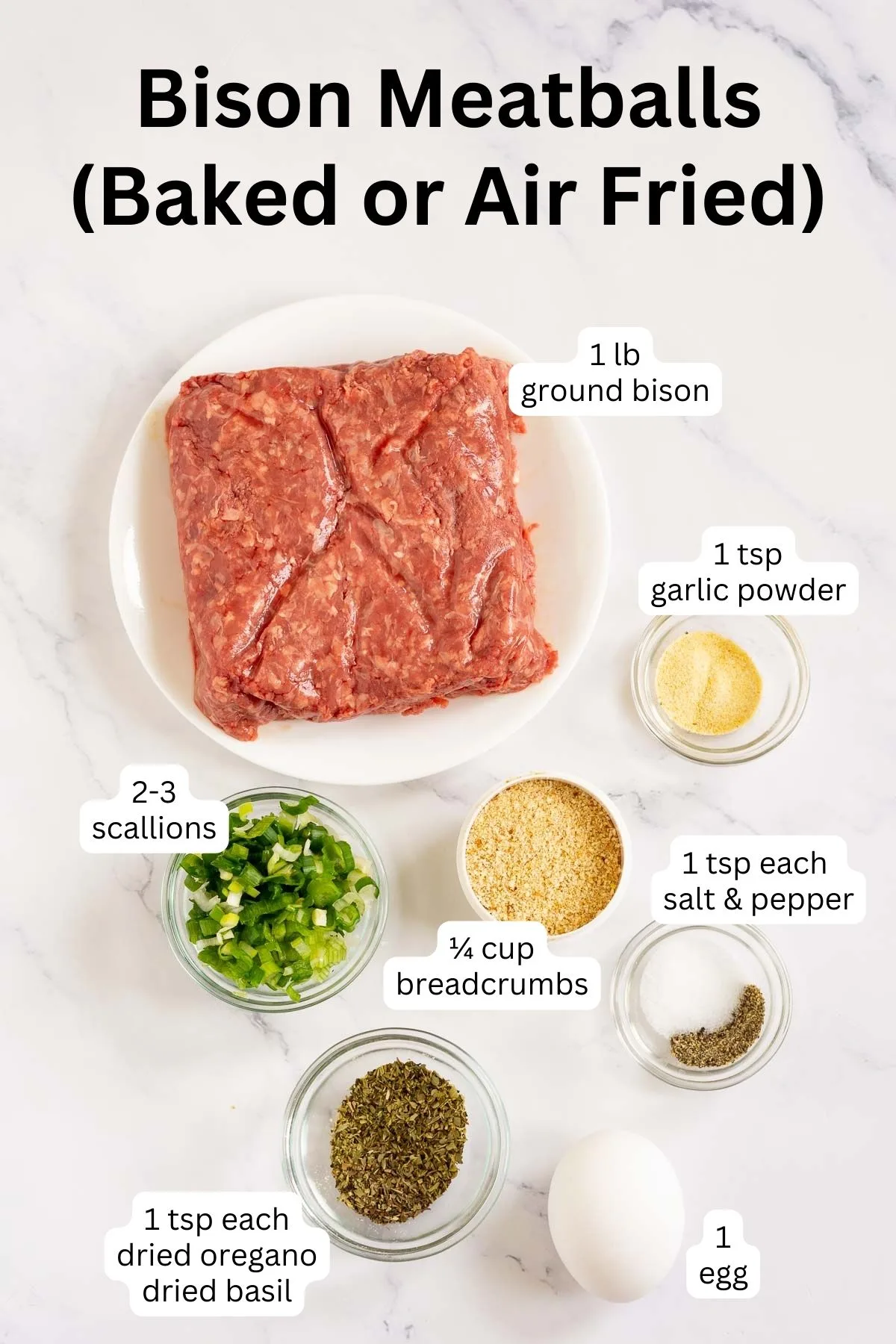 Ingredients for bison meatballs